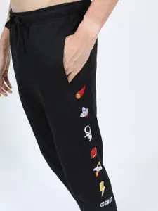 KETCH Men Black Applique Design Slim Fit Track Pants