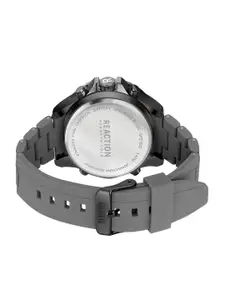 REACTION KENNETH COLE Men Black Patterned Dial & Grey Bracelet Style Straps Analogue and Digital Watch