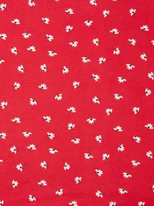 People Red & White Floral Print Cotton Shirt Style Top