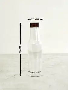 Home Centre Set of 4 Transparent & Black Solid Corsica Water Bottles 1000 ML