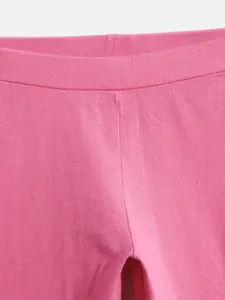 Allen Solly Junior Peach-Coloured & Pink Floral Print Fit & Flare Dress with Leggings