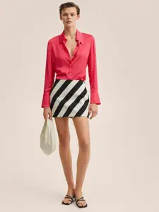 MANGO Women Fuchsia Solid Casual Shirt