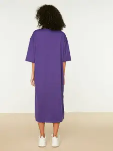 Trendyol Women Purple T-shirt Midi Dress with Printed Detail