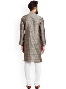 SOJANYA Copper-Toned & White Patterned Kurta Pyjama
