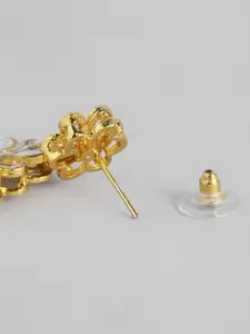 Peora Navy Blue Gold-Plated Kundan Studded Jadau Classic Drop Earrings