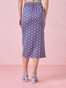 20Dresses Women Blue Floral Printed Pencil Skirts