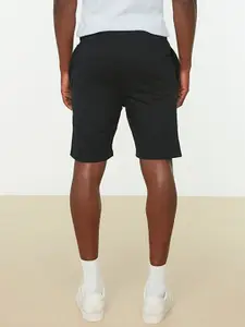 Trendyol Men Navy Blue Pure Cotton Typography Shorts