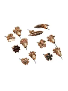 Priyaasi Set of 12 Rose Gold Contemporary Studs Earrings