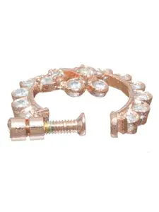 Priyaasi Floral Rose Gold-Plated White CZ Studded Nose Ring