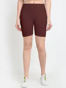 Jinfo Women Grey & Brown Pack Of 3 Solid Cycling Cotton Sports Shorts