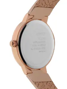 ESPRIT Women Silver-Toned Embellished Dial & Rose Gold Toned Stainless Steel Bracelet Style Straps Analogue Watch