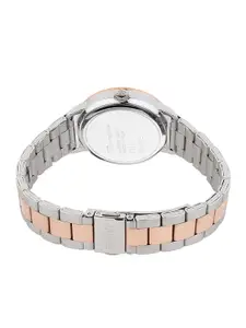 ESPRIT Women Gunmetal-Toned Mother of Pearl Dial & Rose Gold-Plated Stainless Steel Bracelet Style Straps Watch