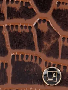 Da Milano Men Brown Animal Textured Leather Two Fold Wallet