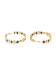 Voylla Green & Gold-Plated Circular Hoop Earrings