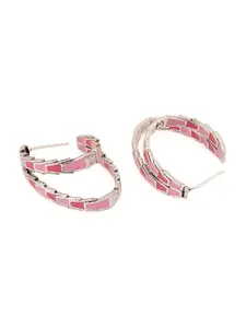 Voylla Silver-Plated Geometric Hoop Earrings