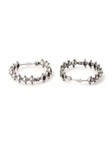 Voylla Silver-Plated Geometric Trendy Hoop Earrings