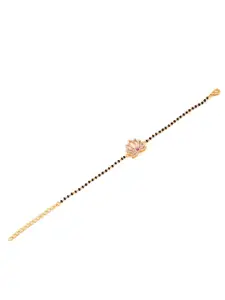 Voylla Gold-Plated & Black American Diamond CZ Silver Studded Mangalsutra Bracelet