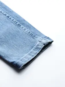 Harvard Women Blue Skinny Fit Cut-Out Detail Low Distress Light Fade Stretchable Jeans