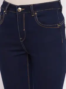 Madame Women Navy Blue Pure Cotton Jeans