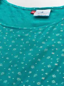 Aarika Women Sea Green Geometric Printed Cotton Kurta