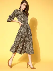 plusS Women Beige Animal Printed Vacay Attire