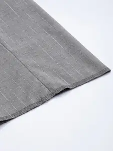 Louis Philippe Men Grey Self-Design Slim Fit Formal Trousers