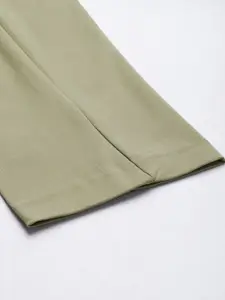 Louis Philippe Ath.Work Louis Philippe Ath Work Men Olive Green Solid Comfort Tapered Fit Trousers