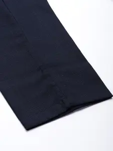 Louis Philippe Ath.Work Louis Philippe Ath Work Men Navy Blue Checked Comfort Tapered Fit Trousers