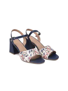 Hydes N Hues Blue Printed Block Sandals
