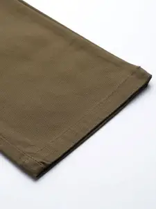 Blackberrys Men Olive Green Solid B-91 Skinny Fit Low-Rise Trousers