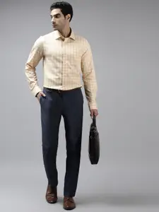 Blackberrys Men Yellow India Slim Fit Checked Formal Shirt