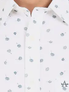 Arrow Sport Men White Regular Fit Printed 100% Cotton Casual Shirt