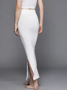 Inddus Women White Solid High Compressed Seamless Instant Slimming Saree Shapewear