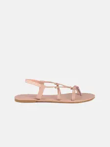 Vishudh Women Peach-Coloured Open Toe Flats