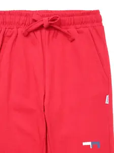 Mackly Girls Red Printed Cotton Lounge Pants