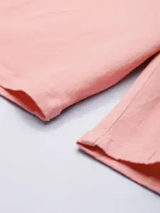 The Indian Garage Co Men Pink Solid Slim Fit Denim Shorts