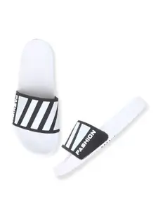 Pampy Angel Men White & Black Striped Rubber Sliders