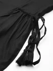 all about you Ethnic Motifs Embroidered Tie-Up Detail A-Line Top