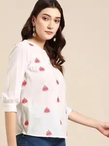 all about you Pure Cotton Floral Embroidered Top