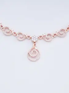 Kushal's Fashion Jewellery White & Rose Gold Rose Gold-Plated Necklace