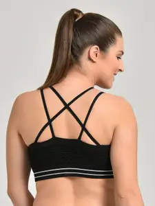 MAKCLAN Black Bra Lightly Padded Workout Bra