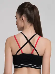 MAKCLAN Red & Black Bra - Lightly Padded