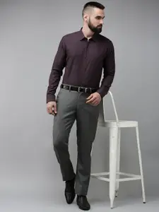 V Dot Pure Cotton Self Design Textured Slim Fit Formal Shirt