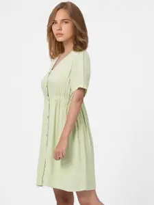 ONLY Women Green Solid Fit and Flare Dress