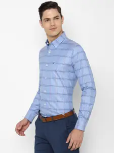Allen Solly Men Blue Slim Fit Windowpane Checked Formal Shirt