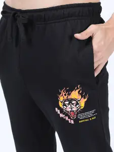 KETCH Men Black Printed Slim-Fit Track Pants