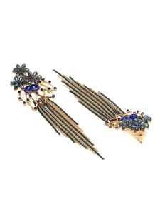 Yellow Chimes Gold-Plated Blue Contemporary Drop Earrings