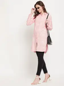 Madame Women Peach-Coloured Floral Printed Casual Shirt