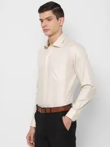 Louis Philippe Men Beige Pure Cotton Formal Shirt