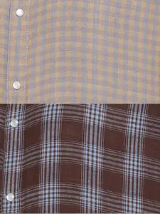 Louis Philippe Jeans Men Maroon Slim Fit Micro Checked Casual Shirt